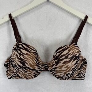 Victorias Secret The Nakeds Lined Demi Bra 36B Brown Tiger Zebra Animal Print